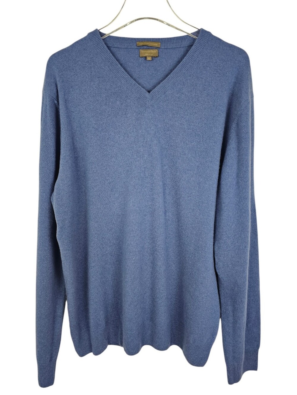Mantovani Studio Blue 100% Italian Cashmere V-neck Sweater